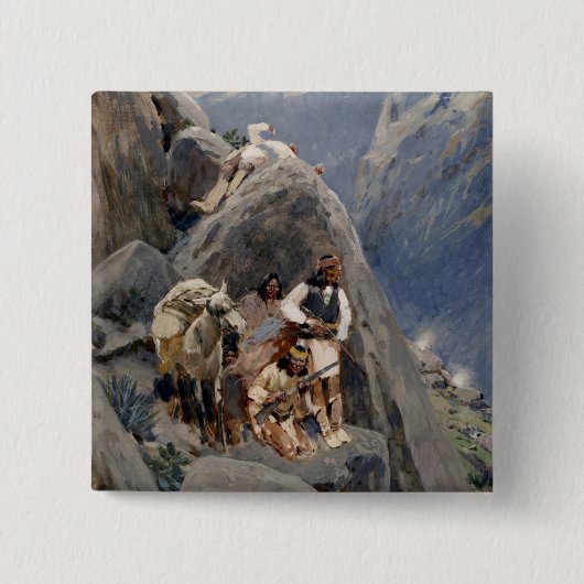 Inheemse Amerikaanse Iconen: Apache Krijgers, Amer Vierkante Button 5,1 Cm (Voorkant)