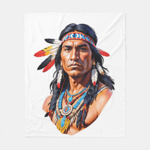 Inheemse Amerikaanse Indiaan Man Fleece Deken