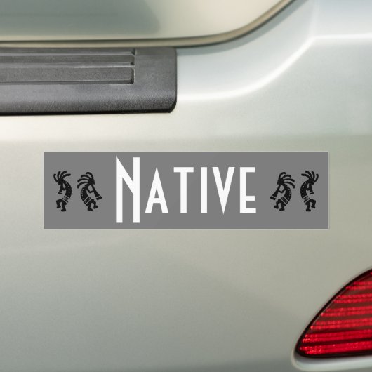 Inheemse Amerikaanse Kokopelli Gray Auto Bumpersticker (Op auto)