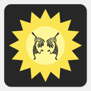 Inheemse Amerikaanse Kokopelli Sun Southwestern Vierkante Sticker