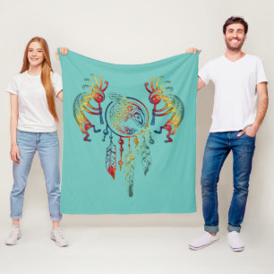 Inheemse Amerikaanse Kokopelli Wal Dreamcatcher 1 Fleece Deken