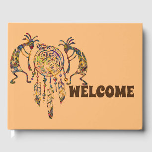 Inheemse Amerikaanse Kokopelli Walvis Dreamcatcher Gastenboek