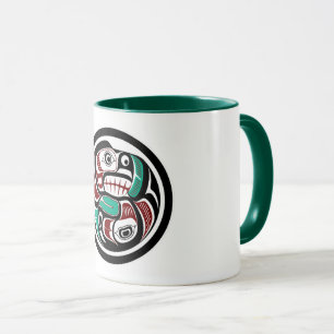Inheemse Amerikaanse Rode Zwarte Haida Kunst Otter Mok