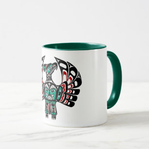 Inheemse Amerikaanse Rode Zwarte Haida Kunst Thund Mok