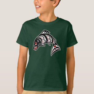 Inheemse Amerikaanse Rode Zwarte Witte Haida Kunst T-shirt