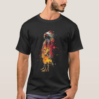 Inheemse Amerikaanse trots Indiaanse hoofd Kleurri T-shirt