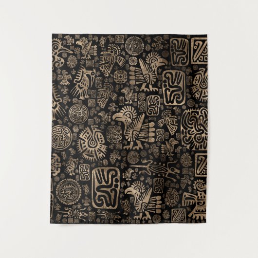 Inheemse Amerikaanse versieringspatronen zwart en Wandkleed (Voorkant)