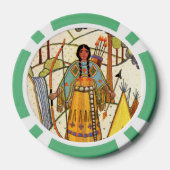 Inheemse Amerikaanse Vrouw Boog Pijl Bomen Waterva Poker Chips (Achterkant)