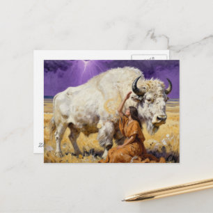 Inheemse Amerikaanse vrouw en een heilige witte bi Briefkaart