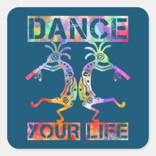 Inheemse Amerikanen Kokopelli - Dance Your Life 3 Vierkante Sticker