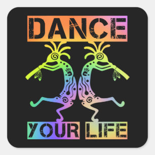 Inheemse Amerikanen Kokopelli - Dance Your Life 4 Vierkante Sticker