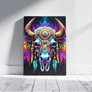 inheemse bizon schedel canvas afdruk