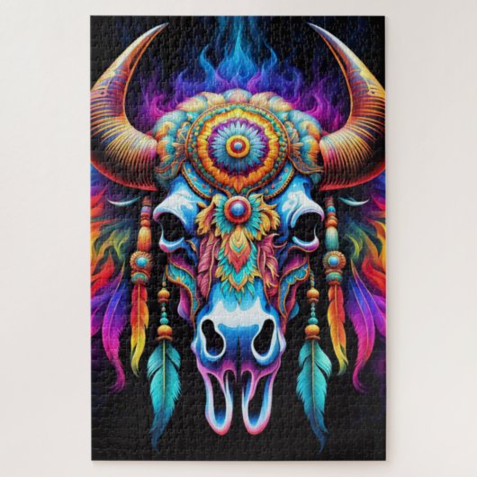 inheemse bizon schedel legpuzzel (Verticaal)