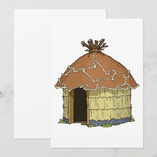 Inheemse Hut Home-uitnodigingen Kaart (Voorkant / Achterkant)