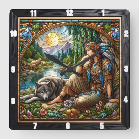 Inheemse Indiaanse geest: fluisteringen van de wil Vierkante Klok (Voorkant)