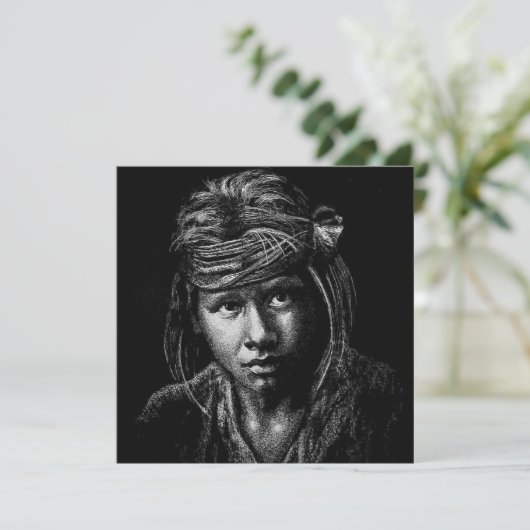 Inheemse inheemse Amerikaanse jongen platte Kaart (Staand voorkant)