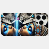 Inheemse krijger en leeuw maanverlichte reflectie Case-Mate iPhone case (Achterkant (horizontaal))