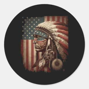 Inheemse mensen stam Cg inheemse Amerikaanse India Ronde Sticker