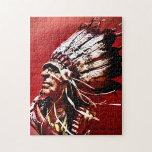 Inheemse "Nez Perce Hoofd" originele kunst Puzzel