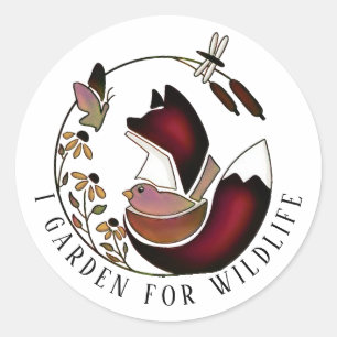 Inheemse Planten Diervoeders Lokaal Wildleven Fox  Ronde Sticker