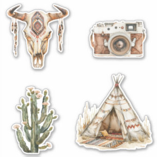 Inheemse Stam Stierhoorns Schedel Cactus Sticker