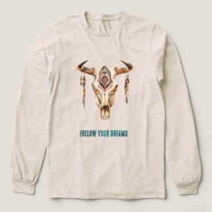 Inheemse Stam Stierhoorns Schedel Tri-Blend Shirt