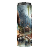 Inheemse vrouw, Beer, Vuur: Waterside Tranquilit Thermosbeker (Achterkant)