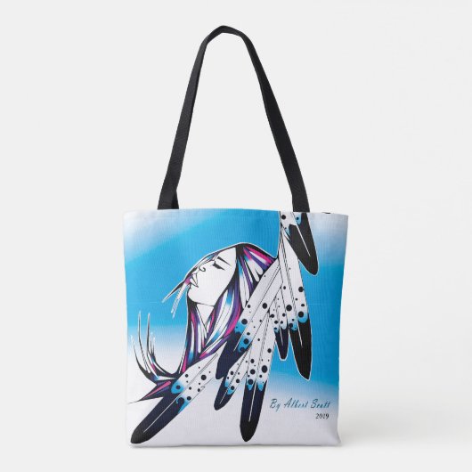 Inheemse vrouw via Eagle-canvas tas (Achterkant)