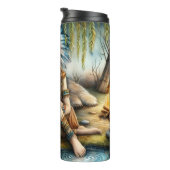 Inheemse vrouw, wit Beer Thermosbeker (Geroteerd rechts)