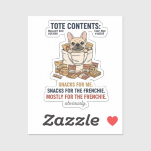 Inhoud Franse Bulldog Tas Snacks Grappige Hond Moe Sticker