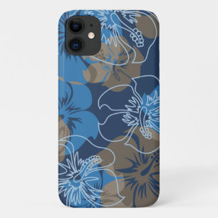 Iniki Point Hawaiian Hibiscus Floral Blue iPhone 11 Hoesje