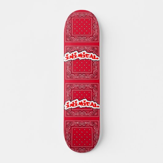 Inimical Red Paisley Skateboard (Voorkant)