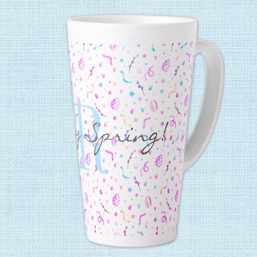 Initiaal, 17oz Latte Mok Happy Spring Pattern