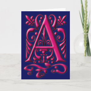 Initiaal A Monogramkaart voor de marine van Fuschi Notitiekaartje