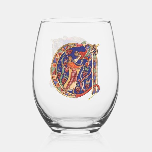 Initiaal A Wijnglas Zonder Voet (Voorkant)