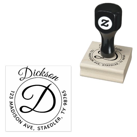 Initiaal Achternaam Ronde Adres Stempel Monogram (Gestempeld)