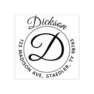 Initiaal Achternaam Ronde Adres Stempel Monogram