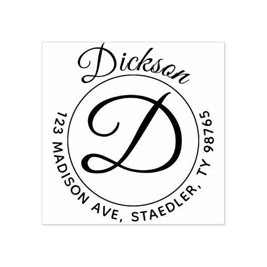 Initiaal Achternaam Ronde Adres Stempel Monogram (Afrduk)