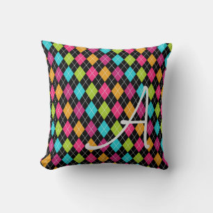 Initiaal Argyle Pattern Multi Color Diamonds Kussen