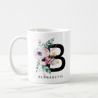 Initiaal "B" Alfabet Mok Monogram Boho Waterverf