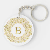 Initiaal B gouden Damask Classic Pattern Sleutelhanger (Achterkant)