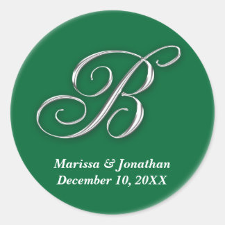 Initiaal B groen monogram douanenaam gunstzegel Ronde Sticker