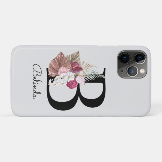 Initiaal B Moderne roze boomkorren Case-Mate iPhone Case (Achterkant (horizontaal))