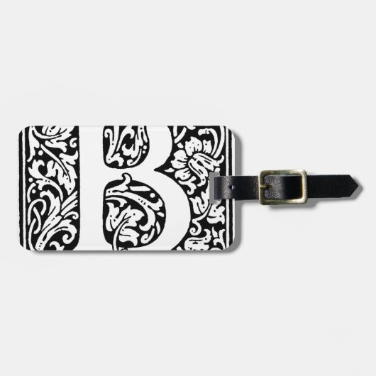 Initiaal B Monogram. Gepersonaliseerd Naam Floral Bagagelabel (Voorkant horizontaal)