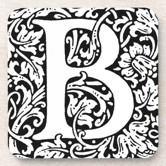 Initiaal B Monogram. Gepersonaliseerd Naam Floral  Bier Onderzetter (Voorkant)