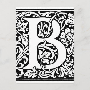 Initiaal B Monogram. Gepersonaliseerd Naam Floral  Briefkaart