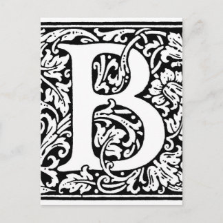 Initiaal B Monogram. Gepersonaliseerd Naam Floral  Briefkaart