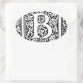 Initiaal B Monogram. Gepersonaliseerd Naam Floral  Ovale Sticker (Tas)