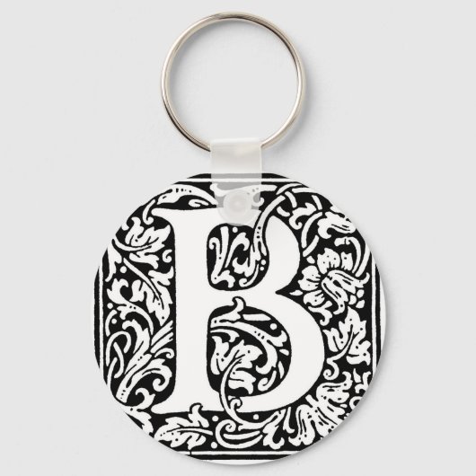 Initiaal B Monogram. Gepersonaliseerd Naam Floral Sleutelhanger (Voorkant)