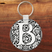 Initiaal B Monogram. Gepersonaliseerd Naam Floral Sleutelhanger (Voorkant)